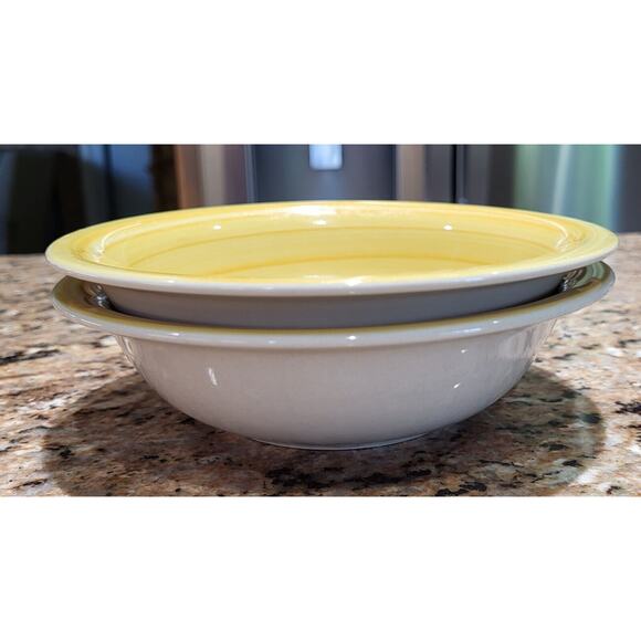 Phillip & Richard Swirl Yellow Bowls 7" Hand Painted (Set Of 2) - Picture 6 of 15